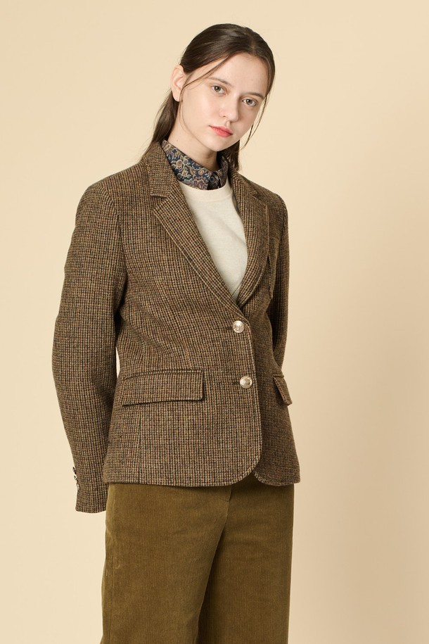 BCBG - 자켓 - [24WT]울 블랜드 싱글 자켓 - BROWN B4W9J10974