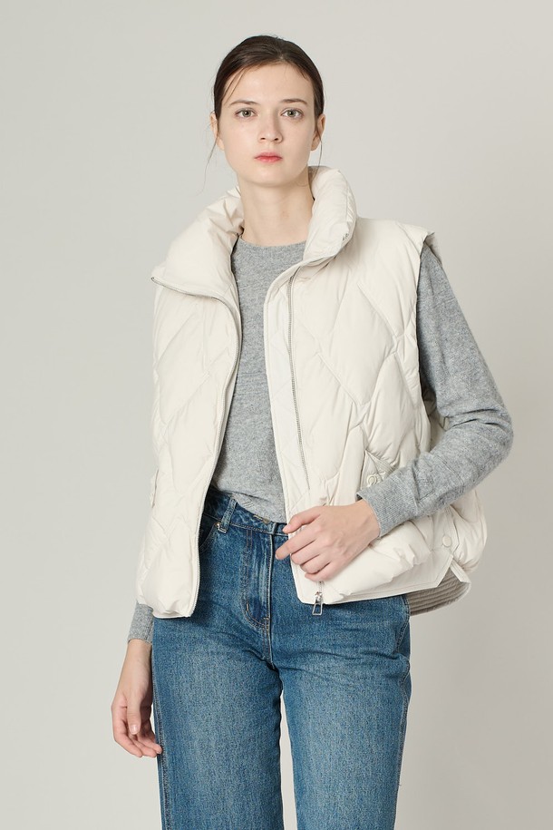 ALL&SUNDRY - 패딩 - [24WT]하이넥 구스 VEST - IVORY A4W9G87013