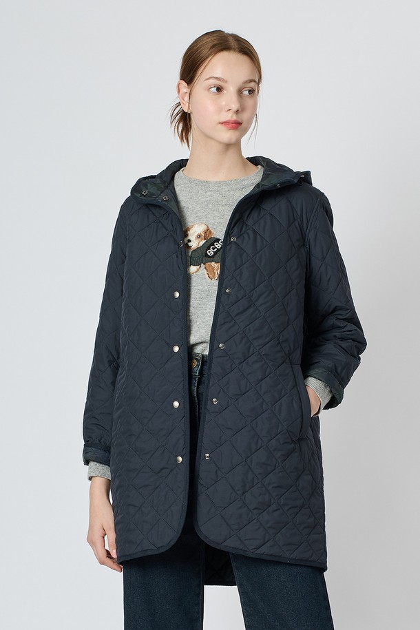 BCBG - 점퍼 - [24WT] 후드 퀼팅 점퍼 - DARK NAVY B4W9R17056