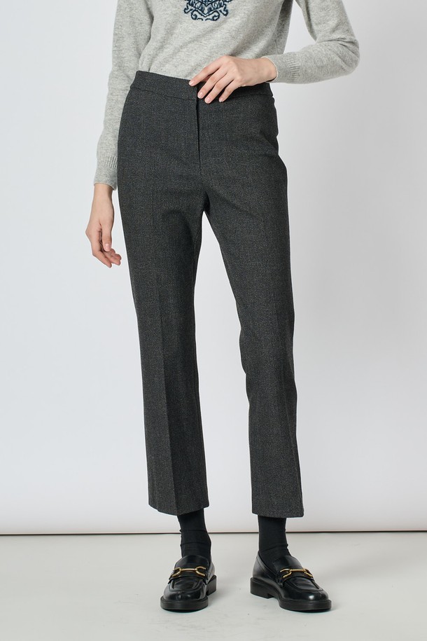 BCBG - 롱/미디팬츠 - [24WT] 백 밴딩 부츠컷 패턴 팬츠 - CHARCOAL GRAY B4W9P37398