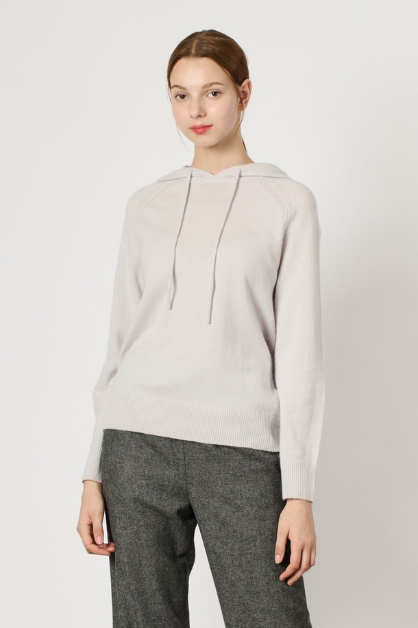 BCBG - 스웨터 - [24WT] 울 캐시 블랜딩 후드 니트 탑 - LIGHT GRAY B4W9K40215