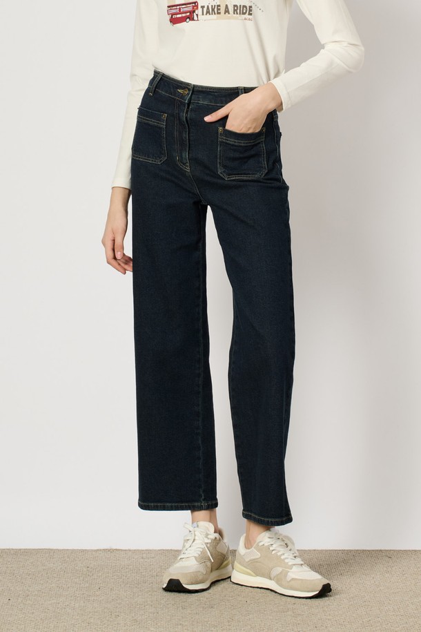 BCBG - 데님 - [24WT] 아웃포켓 데님 팬츠 - DARK BLUE B4W9P35054