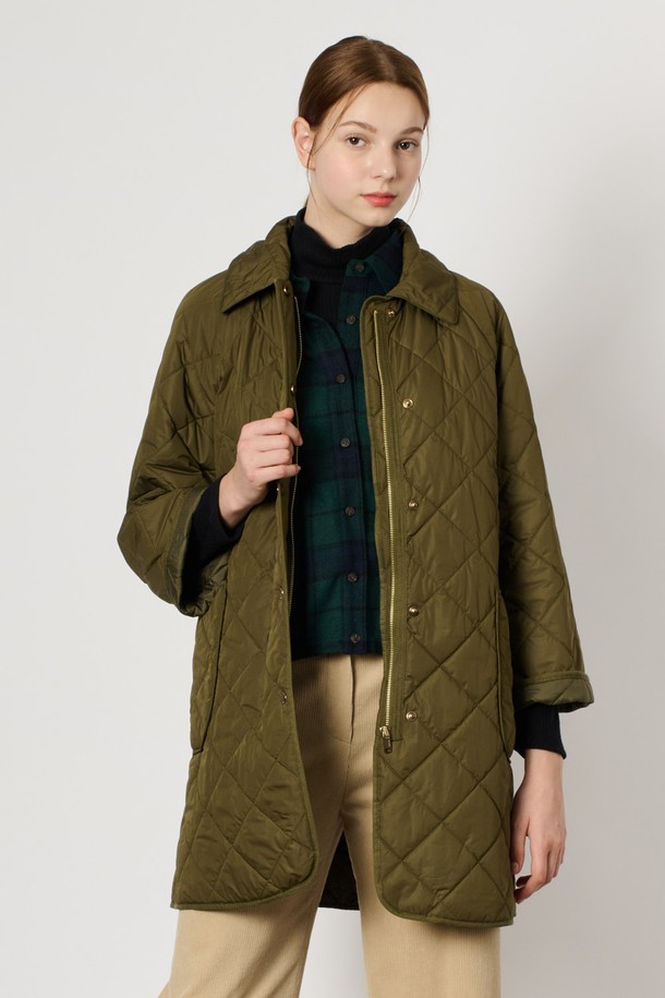 BCBG - 패딩 - [24WT] 퀼티드 패딩 점퍼 - KHAKI B4W9R12545