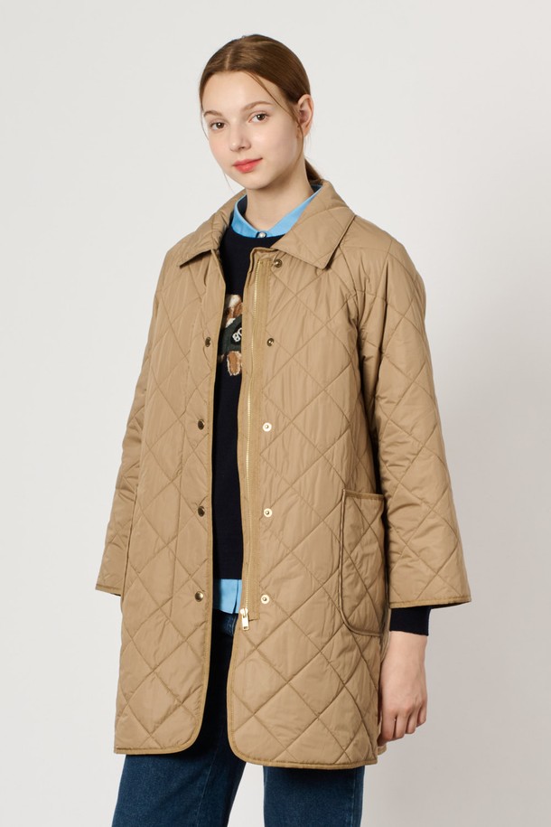 BCBG - 패딩 - [24WT] 퀼티드 패딩 점퍼 - DARK BEIGE B4W9R12573