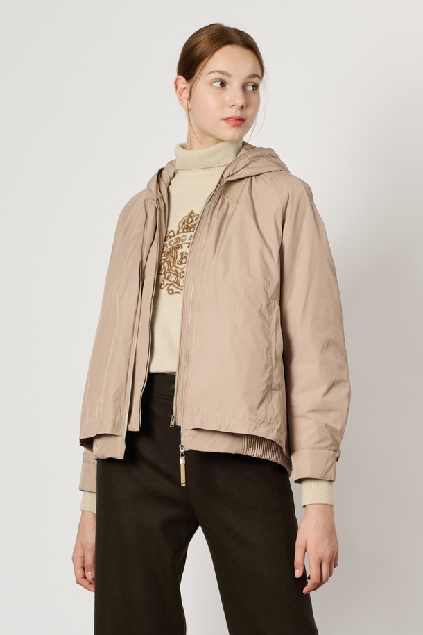 BCBG - 패딩 - [24WT] 후드 집업 더블 점퍼 - M BEIGE B4W9R15072