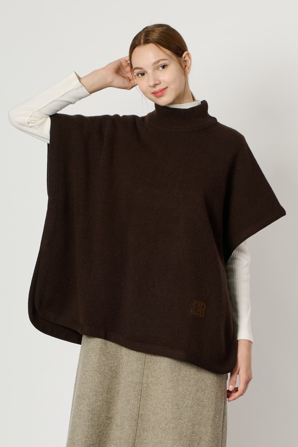 BCBG - 스웨터 - [24WT] 하이넥 니트 케이프 - BROWN B4WAK51474