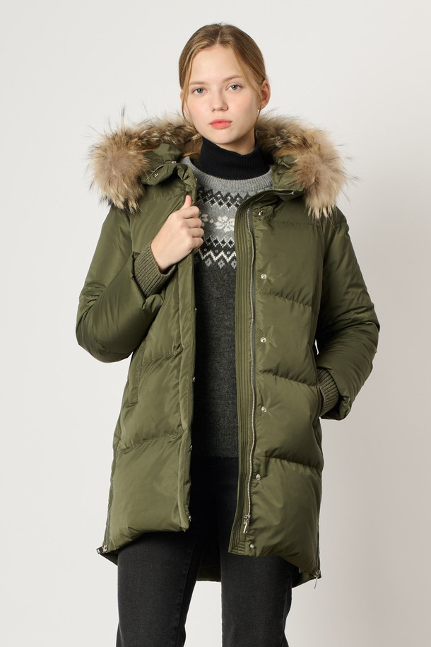 BCBG - 패딩 - [24WT] 라쿤 퍼 넥 다운 - KHAKI B4WAF84282