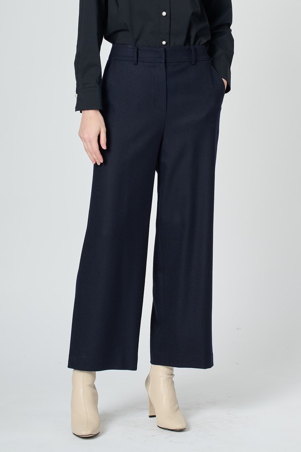 BCBG - 롱/미디팬츠 - [24WT] 울 블랜드 백밴딩 팬츠 -2 - NAVY B4WBP34555