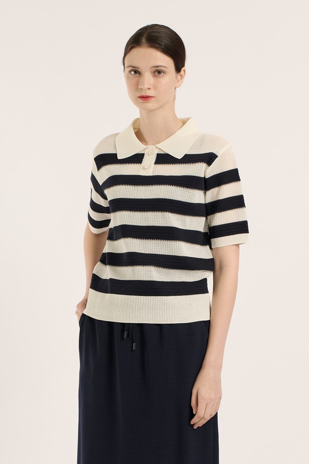 BCBG - 스웨터 - [25SM] 티에리 단가라 풀오버 - DARK NAVY B5B4K48256
