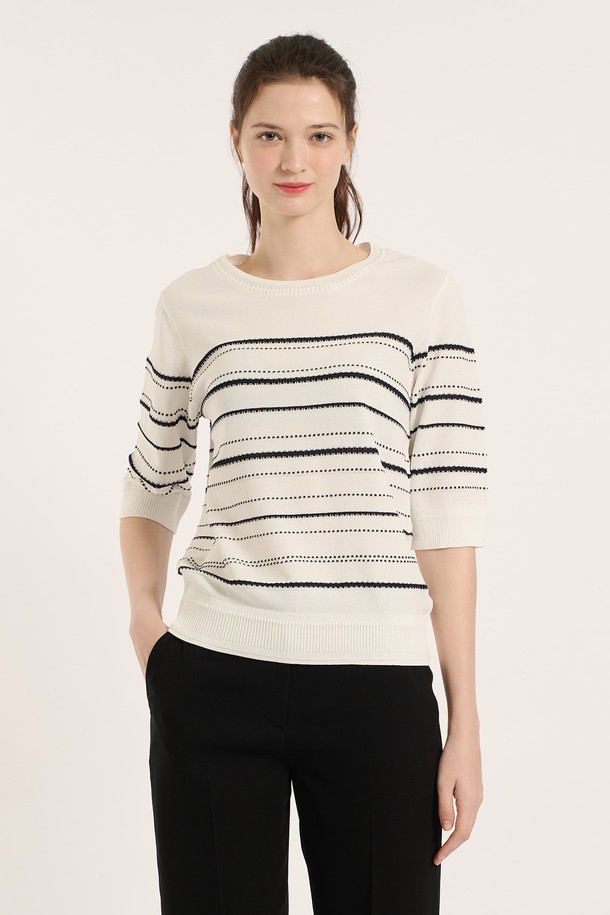 BCBG - 스웨터 - [25SM] 올솔트 단가라 풀오버 - IVORY B5B4K48113