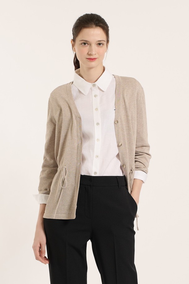 BCBG - 가디건 - [25SM] 웨이스트 스트링 가디건 - M BEIGE B5B4K11472