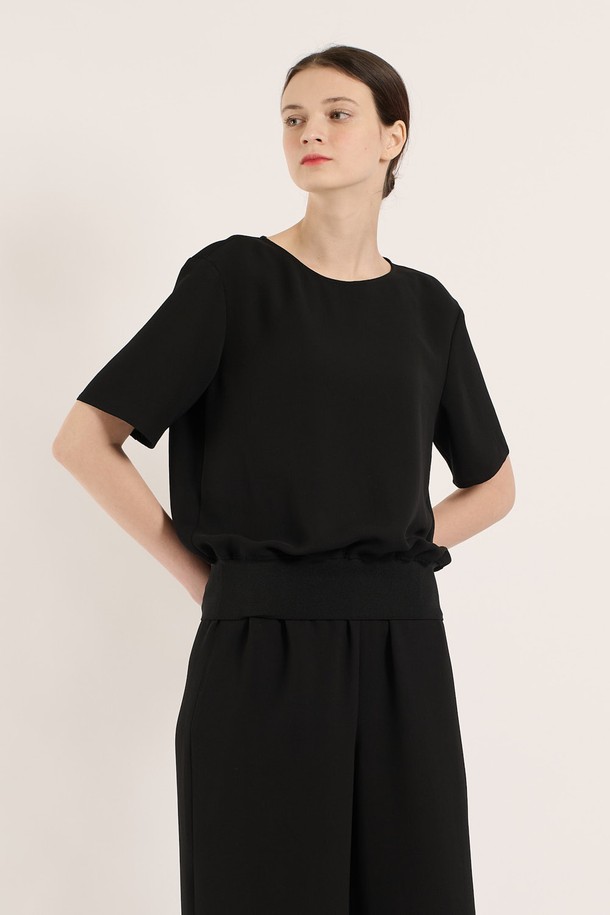 BCBG - 블라우스 - [25SM] 니트배색 t블라우스 - BLACK B5B4B48699
