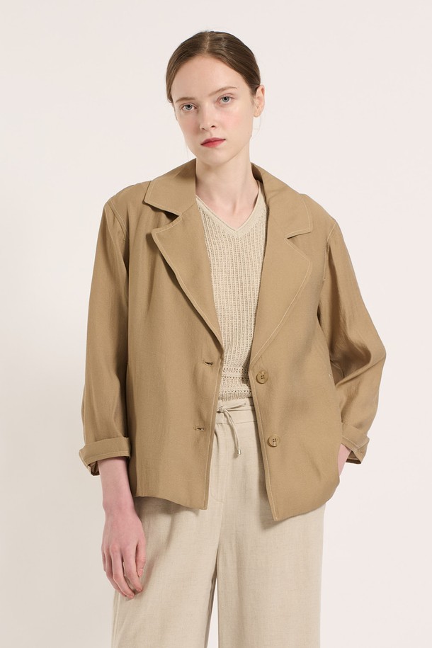 BCBG - 자켓 - [25SU] 투버튼 스티치 자켓 - M BEIGE B5M3G17472