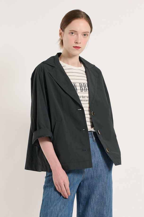BCBG - 자켓 - [25SU] 더블카라 베이직 자켓 - BLACK NAVY B5M3G17059