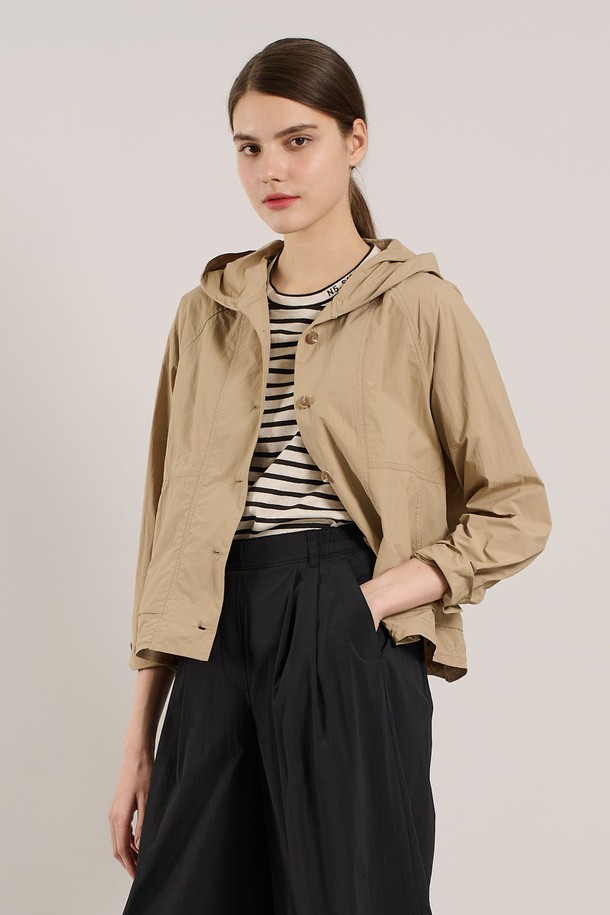 ALL&SUNDRY - 점퍼 - [25SU] 홑겹 크롭 후드 점퍼  - M BEIGE A5M3R17372