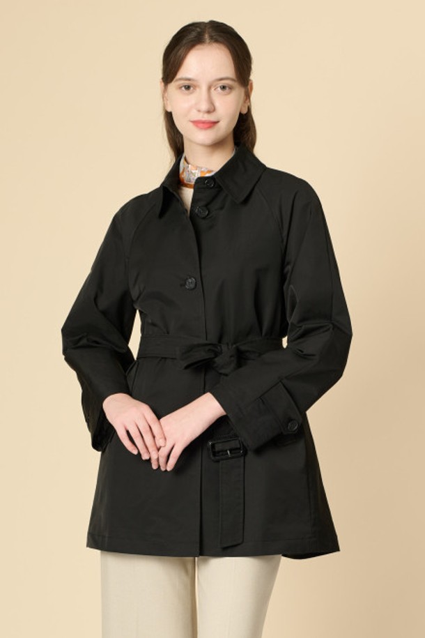 BCBG - 트렌치코트 - [24FA]벨티드 하프 트렌치코트 - BLACK B4F8N72099