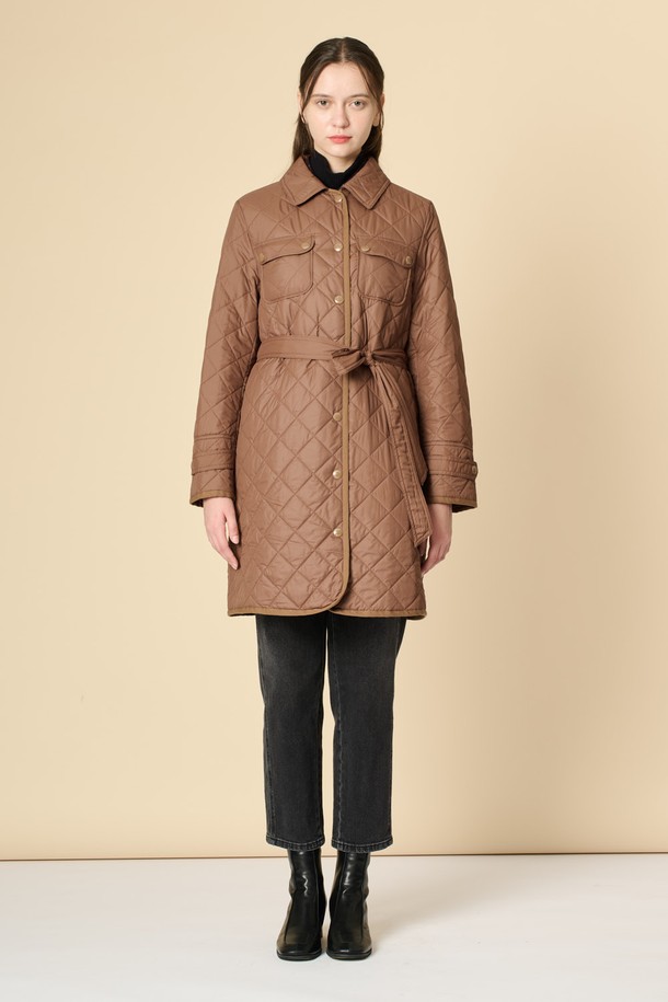 BCBG - 점퍼 - [24WT]벨티드 퀼팅 점퍼 - DARK BEIGE B4W9R13573