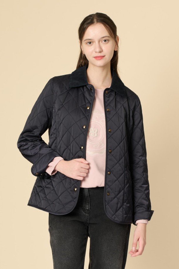 BCBG - 점퍼 - [24WT] 코듀로이 블록 퀼팅 점퍼 - NAVY B4W9R13055