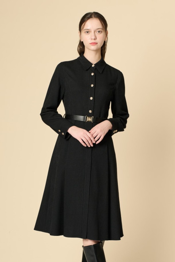 BCBG -  - [24WT]클래식 벨티드 원피스 - BLACK B4W9O60599