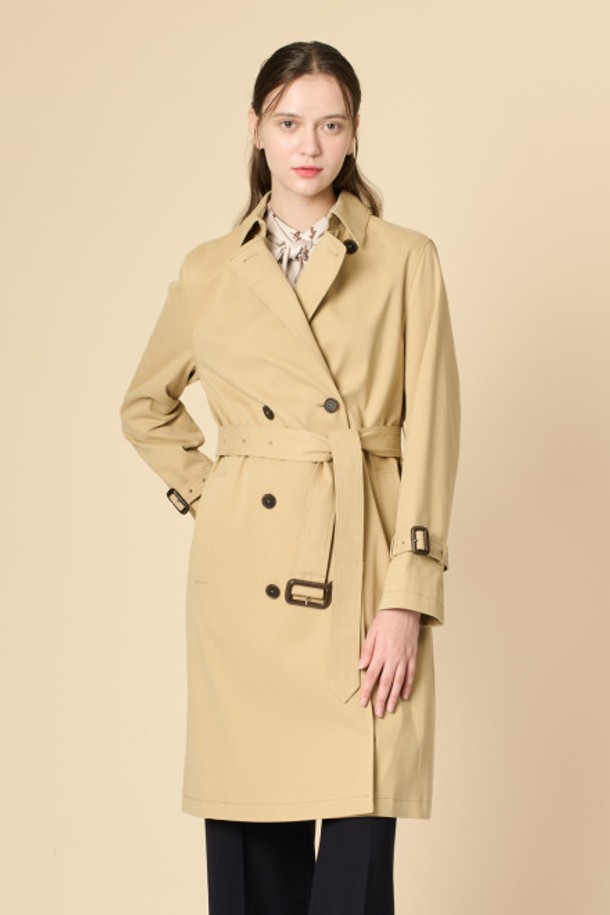 BCBG - 트렌치코트 - [24WT]벨티드 더블 트랜치코트 - M BEIGE B4W9N72072