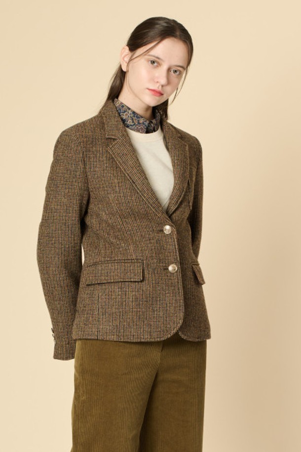 BCBG - 자켓 - [24WT]울 블랜드 싱글 자켓 - BROWN B4W9J10974