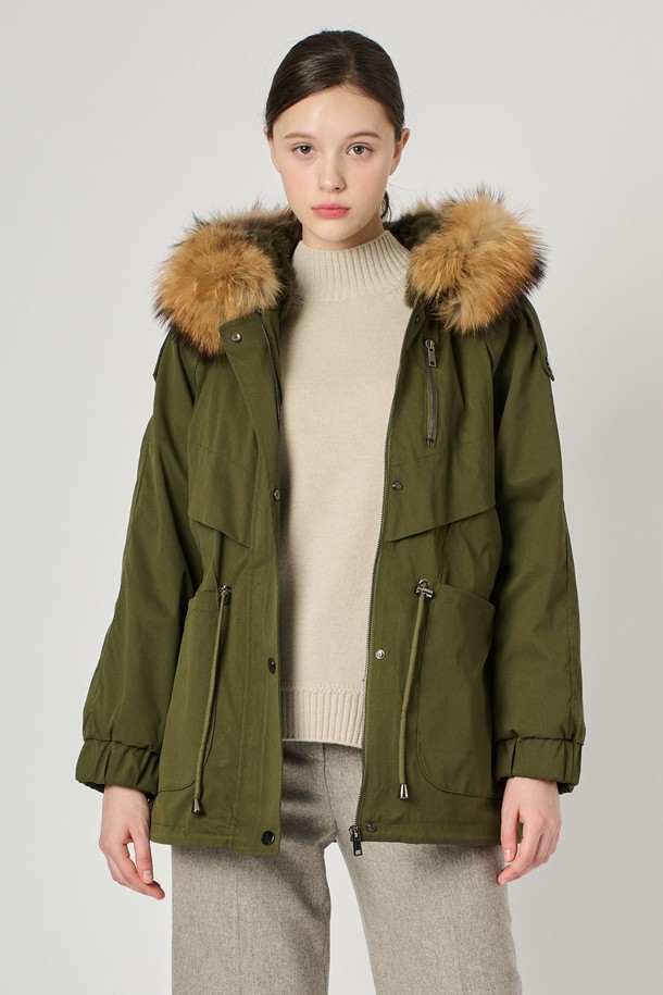 BCBG - 점퍼 - [24WT]라쿤래빗야상 점퍼 - KHAKI B4W9G87545