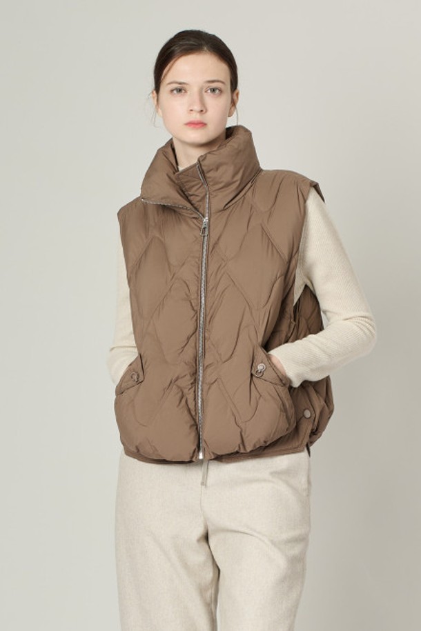 ALL&SUNDRY - 베스트 - [24WT]하이넥 구스 VEST - BROWN A4W9G87074