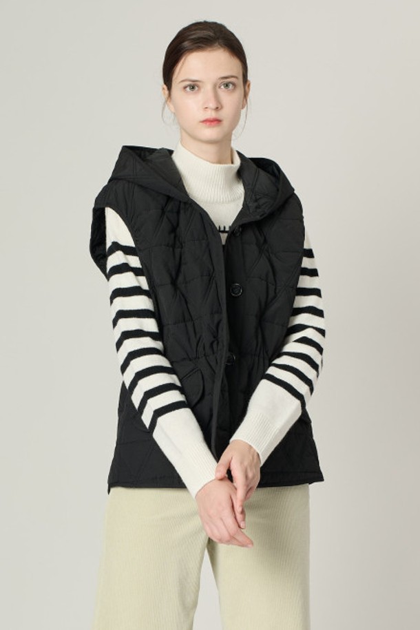 ALL&SUNDRY - 베스트 - [24WT]후디드 퀼팅 패딩 VEST - BLACK A4W9V50199