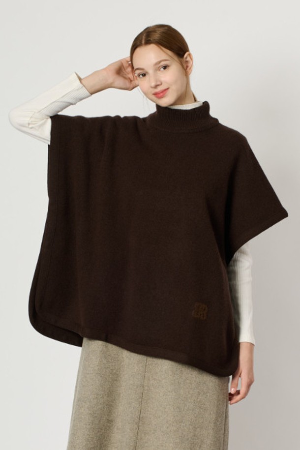 BCBG - 스웨터 - [24WT] 하이넥 니트 케이프 - BROWN B4WAK51474
