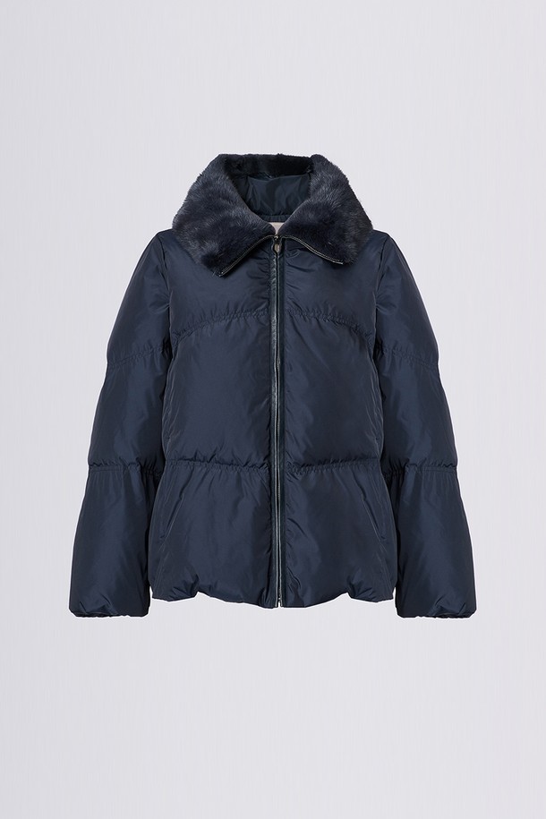 BCBG - 패딩 - [24WT] 탈부착 밍크카라 다운 - NAVY B4WAF83155