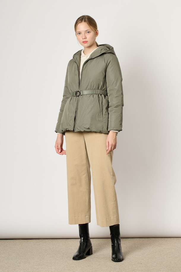 BCBG - 패딩 - [24WT] 폭스 퍼 벨트 다운 - LIGHT KHAKI B4WAF83281