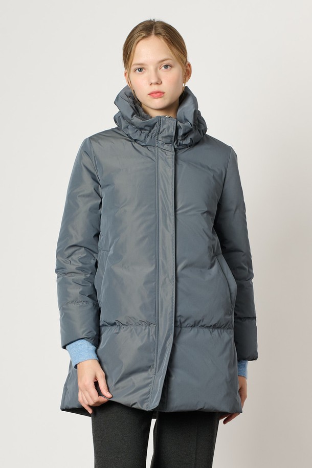 BCBG - 패딩 - [24WT] 탈부착 밍크 퍼 하이넥 다운 - DARK BLUE B4WAF83354