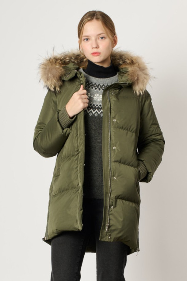 BCBG - 패딩 - [24WT] 라쿤 퍼 넥 다운 - KHAKI B4WAF84282