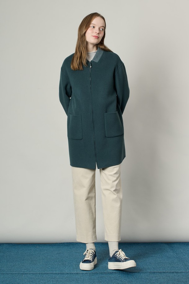 ALL&SUNDRY - 코트 - [25SS] 집업 핸드메이드 코트 - DARK GREEN A5S1J10543