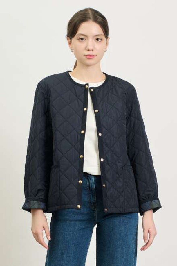 BCBG - 점퍼 - [25SP] 라운드넥 숏 퀼팅 점퍼 - NAVY B5S1R11555