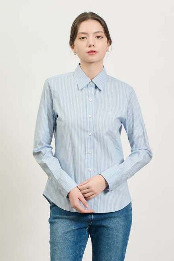 BCBG - 셔츠 - [25SP] 로고자수 스트라이프 셔츠 - LIGHT BLUE B5S1B40651