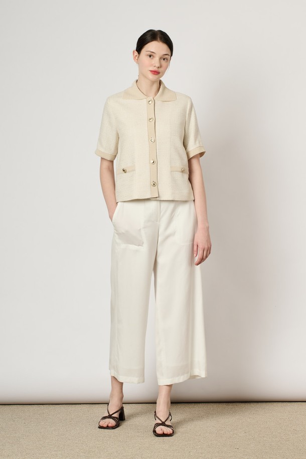 BCBG - 자켓 - [24SU]트위드 카라 자켓 - Light Beige B4M4J12171