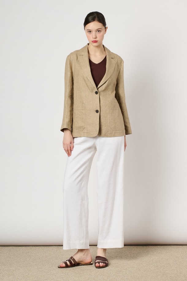 BCBG - 자켓 - [24SU]린넨 버튼 자켓 - M Beige B4M4J12572