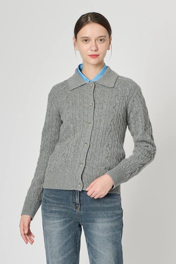 BCBG - 가디건 - [24WT]케이블 카라 니트 가디건 - MULTI M GRAY B4W9K18297