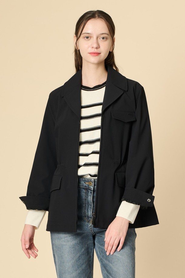 BCBG - 점퍼 - [24FA]드로우스트링 집업 점퍼 - BLACK B4F8R13599