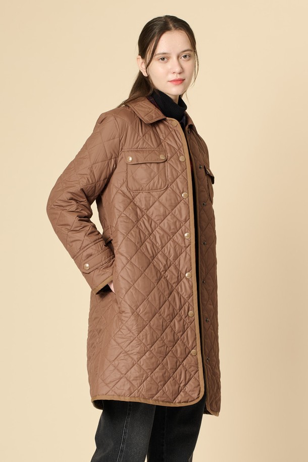 BCBG - 점퍼 - [24WT]벨티드 퀼팅 점퍼 - DARK BEIGE B4W9R13573