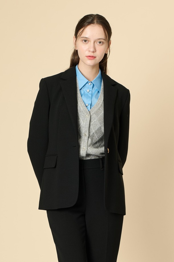 BCBG - 자켓 - [24WT]울 블랜디드 자켓 - BLACK B4W9J10599