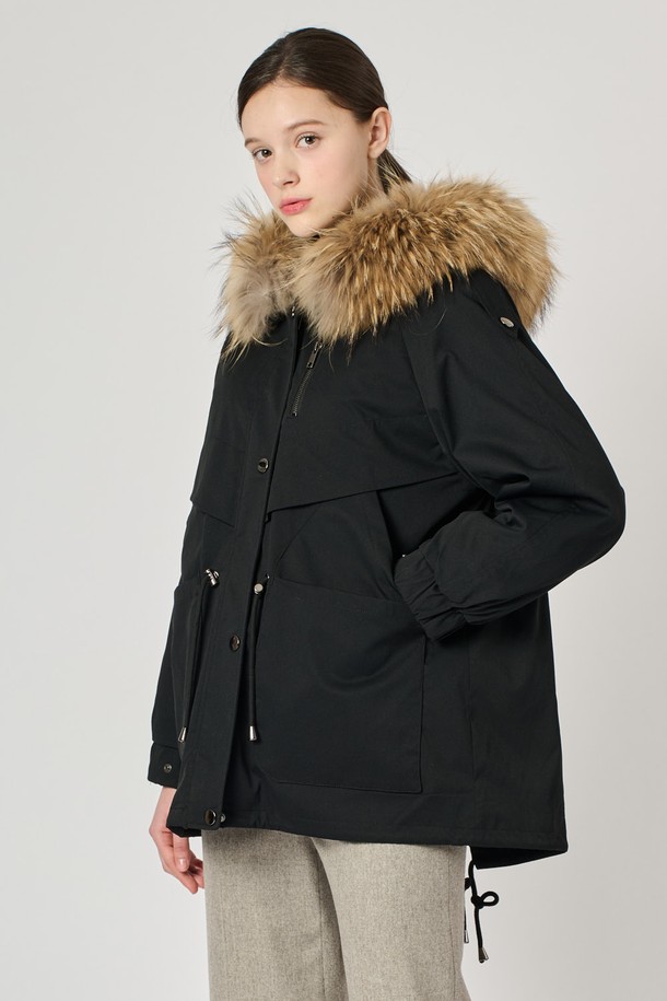 BCBG - 점퍼 - [24WT]라쿤래빗야상 점퍼 - BLACK B4W9G87599