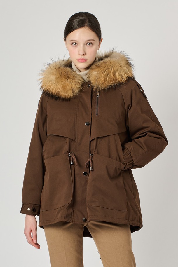 BCBG - 점퍼 - [24WT]라쿤래빗야상 점퍼 -  BROWN B4W9G87574