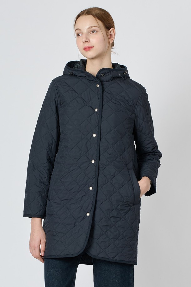 BCBG - 점퍼 - [24WT] 후드 퀼팅 점퍼 - DARK NAVY B4W9R17056