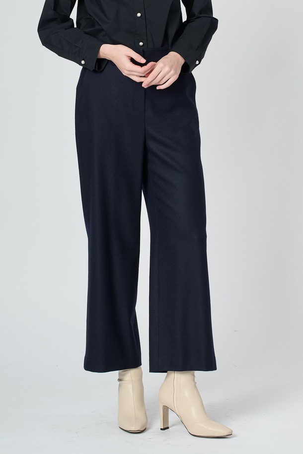 BCBG - 롱/미디팬츠 - [24WT] 울 블랜드 백밴딩 팬츠 -2 - NAVY B4WBP34555