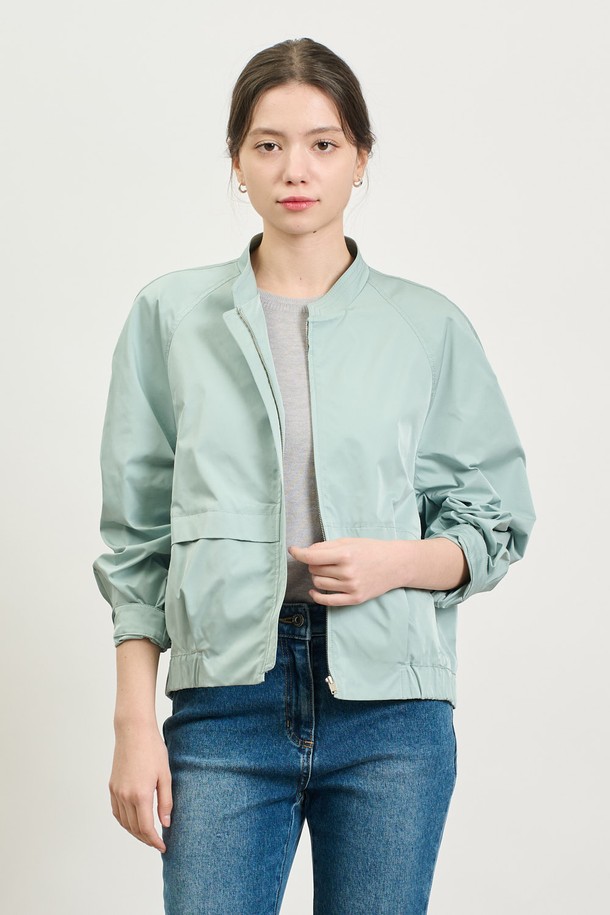 BCBG - 점퍼 - [25SP] 레글런 히든지퍼 점퍼 - MINT GREY B5S2R12039