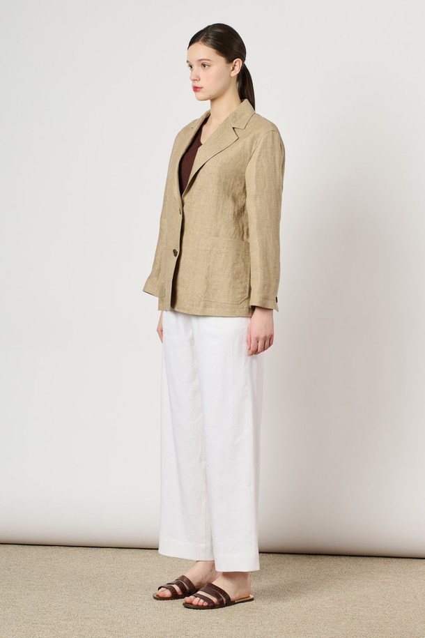 BCBG - 자켓 - [24SU]린넨 버튼 자켓 - M Beige B4M4J12572