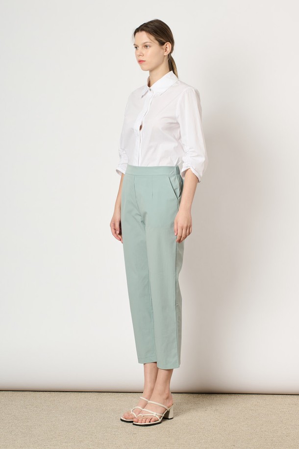 BCBG - 롱/미디팬츠 - [24FA]백 밴딩 스트레이트 팬츠 - Mint B4F7P37138