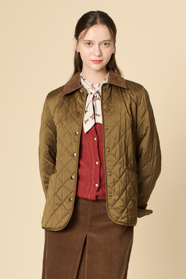 BCBG - 점퍼 - [24WT] 코듀로이 블록 퀼팅 점퍼 - KHAKI B4W9R13045